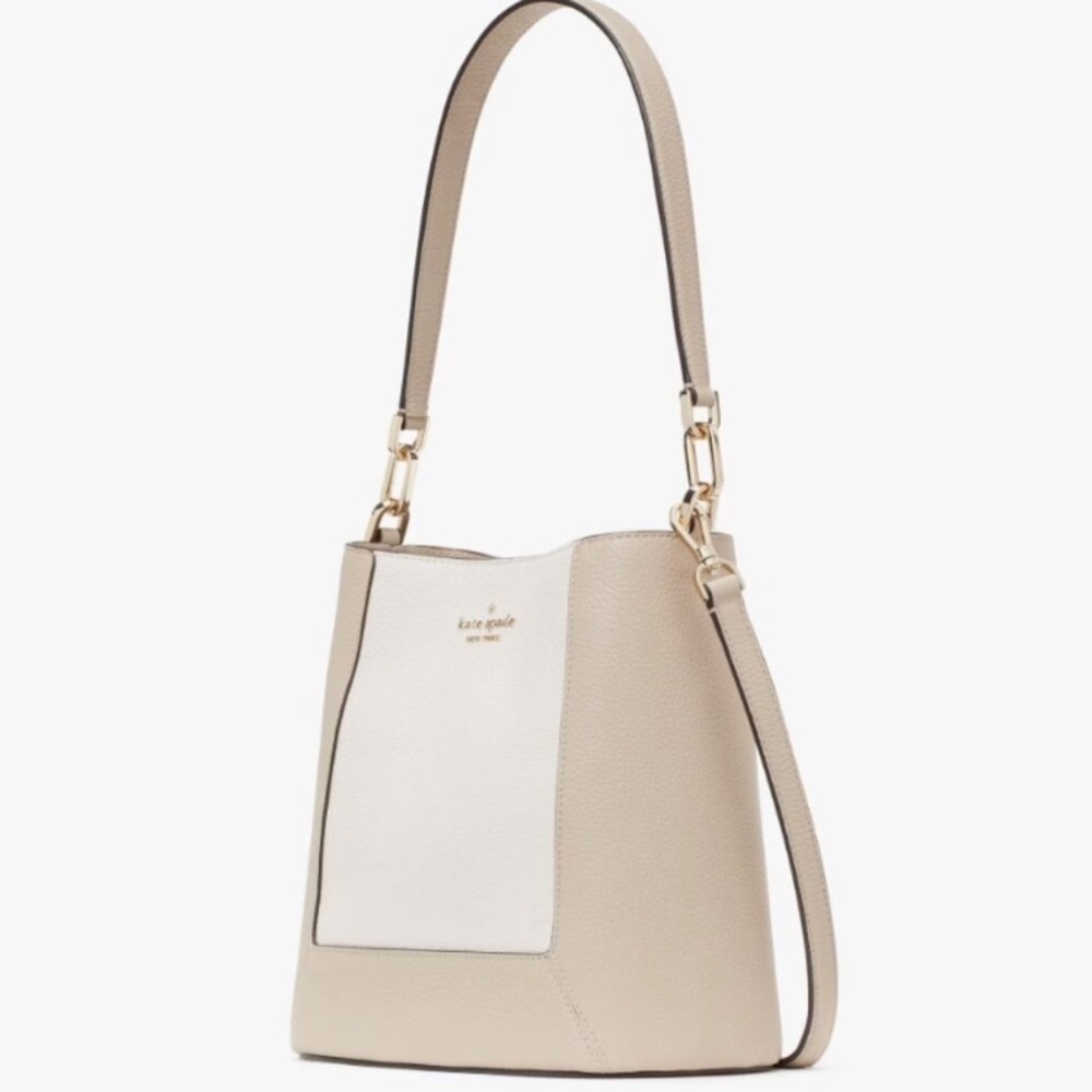 NWT Kate Spade Lena Colorblock
Tan and White Bucket Bag - Picture 3 of 6